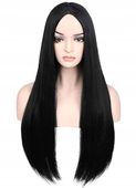 Damska Peruka czarna glamour Syntetyczna Długie Czarne Proste Włosy