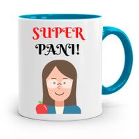 Kubek Błękitny Rezent Dzień Nauczyciela Super Pani Z Nadrukiem Ze Zdjęciem