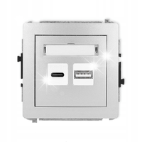 ŁADOWARKA GNIAZDO ŁADOWANIA USB-A + USB-C KARLIK DECO 7DCUSB-8 SREBRNY MET.