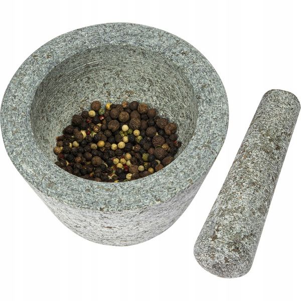 solidny moździerz kuchenny z tłuczkiem Granitowy trwała jakość prezent zdjęcie 10