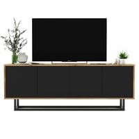 Komoda RTV, loft, NORD, 150x35x53 cm, dąb wotan, czarny, mat | TYLETEGOTU
