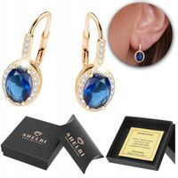 Kolczyki złote z NIEBIESKIM oczkiem srebrne pozłacane na BIGLU cyrkonie 925