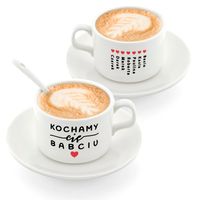 FILIŻANKA + SPODEK IMIONA wnuków na Dzień Babci prezent dla babci