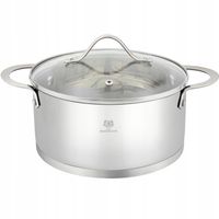 GARNEK ZE STALI NIERDZEWNEJ 6,1l 24cm STALOWY Z POKRYWĄ INDUKCJA GAZ