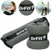 DrFit obciążniki na kostki i nadgarstki fitness siłownia 2x 1 kg szare