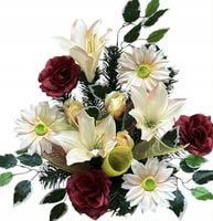 KOMPOZYCJA NA CMENTARZ STROIK GRÓB KWIATY SZTUCZNE WIĄZANKA BUKIET