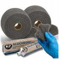 Zestaw do Polerowania Chromu i Aluminium Wełna Stalowa 500g + K2