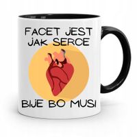 Kubek Czarny Śmieszny Zabawny Facet Jest Jak Serce Z Nadrukiem Ze Zdjęciem