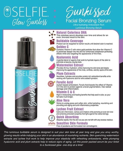 Selfie Sunkissed ultra nawilżające samoopalające serum brązujace do twarzy zdjęcie 2