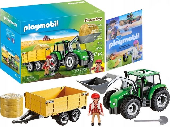 PLAYMOBIL DUŻY TRAKTOR Z ŁADOWACZEM I PRZYCZEPĄ 9317 + KATALOG Z PLAKATEM zdjęcie 1