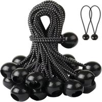 Zestaw 60 Gumek Bungee z Kulką do Plandek Namiotów 15 cm Czarne Sznurki