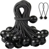 Zestaw 60 Gumek Bungee z Kulką do Plandek Namiotów 15 cm Czarne Sznurki