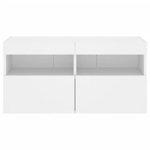 Ścienna szafka TV z LED, biała, 80x30x40 cm na Arena.pl