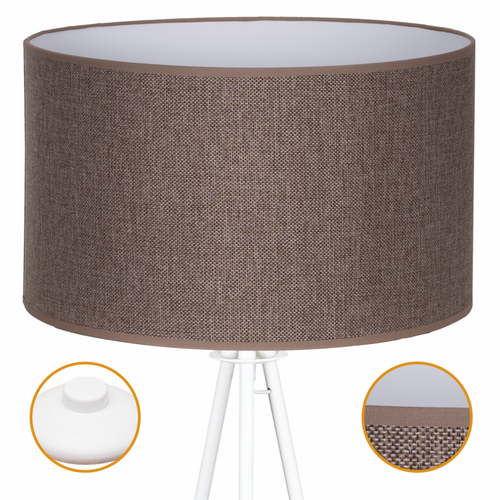 Lampa Trójnóg Trigni Biała - Skandynawski Design abażur Brązowy LNIANY na Arena.pl