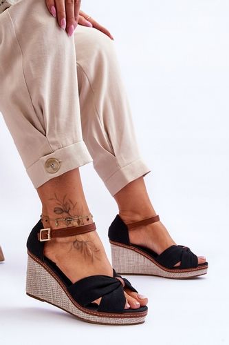 SANDAŁY DAMSKIE NA KOTURNIE CZARNE 38 na Arena.pl