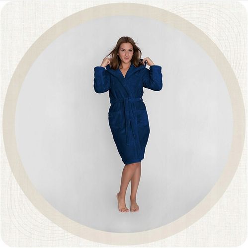 Granatowy szlafrok męski z kapturem ciepły miękki S / M na Arena.pl