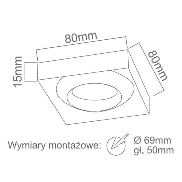 Podtynkowa lampa kwadratowa DARDO MOBILE Orlicki ruchome oczko chrom zdjęcie 2