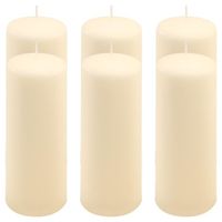 Zestaw świec słupkowych, 20 cm, Ø 7,5 cm, kremowy, 6 sztuk.