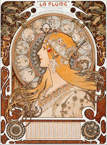 Zodiaque or La Plume, Alphonse Maria Mucha - plakat 70x100 cm zdjęcie 1