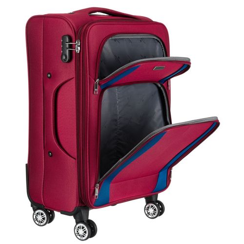 zestaw walizek podróżnych w czerwono-niebieskim kolorze z wysuwaną na Arena.pl
