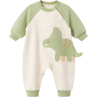 Kombinezon dla noworodka bawełniany dinozaur długi rękaw zielony 12-18m