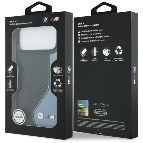 Etui BMW M Carbon Logo MagSafe do iPhone 17 Pro Max niebieski na Arena.pl
