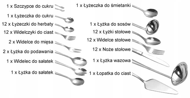 Sztućce w Walizce 72 ele 12 osób Połysk KINGHoff zdjęcie 3