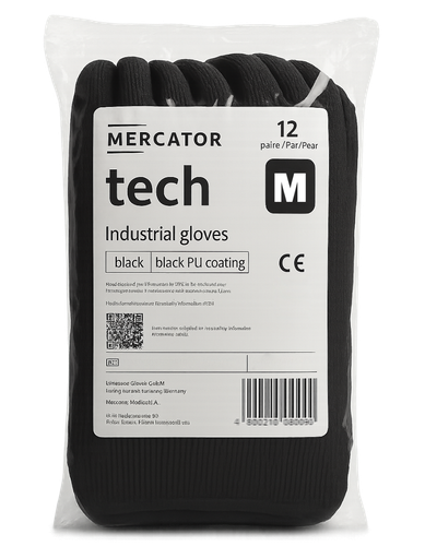 rękawice robocze mercator tech black+black pu - m - 12 par na Arena.pl