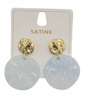 Kolczyki wiszące duże koła akryl stal chirurgiczna złoty, błękitny 5 cm