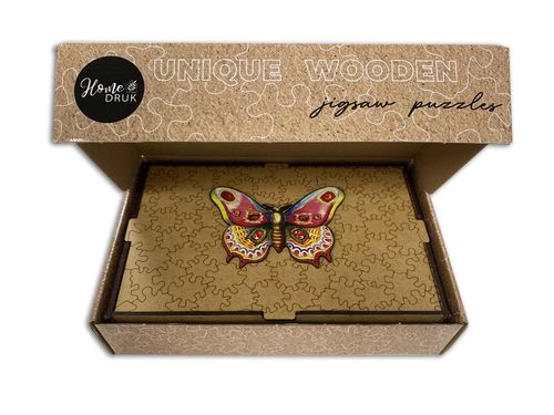 Puzzle Drewniane dla dzieci i dorosłych Motyl 3 w pudełku drewnianym na Arena.pl