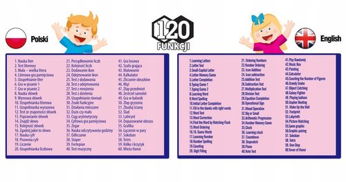 KINDERPLAY LAPTOP DLA DZIECI EDUKACYJNY DO NAUKI LITEREK LICZENIA 120 OPCJI na Arena.pl