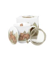 KUBEK Z ZAPARZACZEM POKRYWKĄ DO ZIÓŁ DUO NIEDŻWIEDZIE NA PREZENT 400 ML