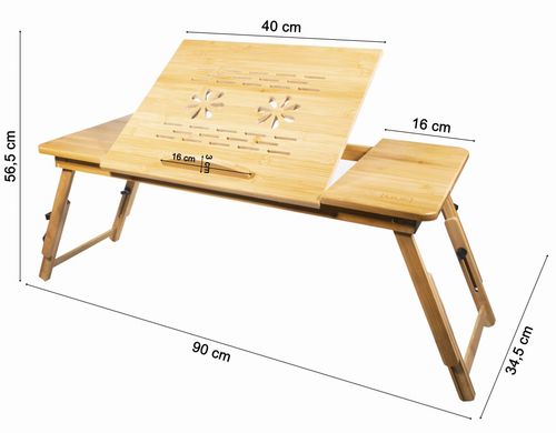 Składany stolik bambusowy 90x34,5x32,3 cm z trzema blatami x6 na Arena.pl