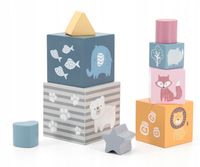 Drewniana Piramidka Układanka edukacyjna z sorterem Viga 44016 PolarB