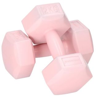 Ciężarki 2kg hexagonalne do ćwiczeń fitness hantle zestaw 2 szt. różowe