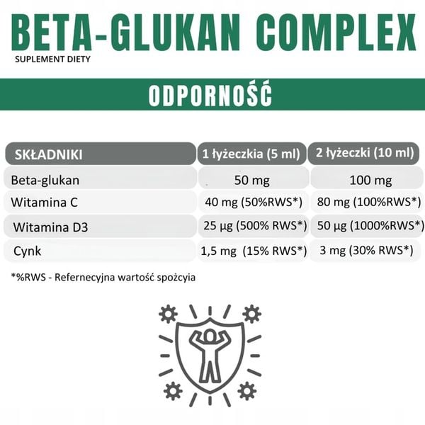 Beta Glukan Complex WITAMINA C D3 2000 jm Cynk ODPORNOŚĆ Suplement Diety zdjęcie 2