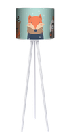 Lampa podłogowa - trójnóg drewniana duża - Leśne zwierzęta