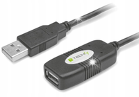 Kabel/Przedłużacz Techly USB 2.0 A-A M/F aktywny 10m czarny