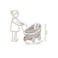 luna Wózek Wiklinowy dla Lalek z Obszyciem Beżowym 60x30 H45 cm uniwersalny