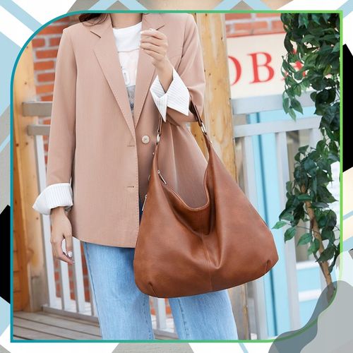 Damska Torebka Skórzana Brązowa Worek Pojemna A4 Duża Na Ramię Pasek Skóra na Arena.pl