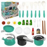 NACZYNIA GARNKI DLA DZIECI WARZYWA PATELNIA CZAJNIK ŁYŻKI DUŻY ZESTAW 32 EL