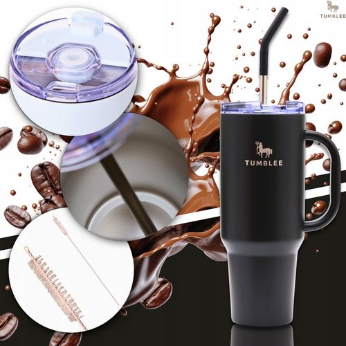 DUŻY Kubek Termiczny ze STALOWĄ SŁOMKĄ do Auta na Kawę Herbatę Zimne Napoje na Arena.pl