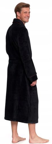 SZLAFROK MĘSKI Moraj Wiązany w Pasie Ciepły Puszysty z Kieszeniami - L na Arena.pl