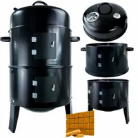 GRILL WĘGLOWY OGRODOWY WĘDZARNIA PALENISKO 3W1 OKRĄGŁY PRZENOŚNY +GRATIS
