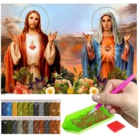 Duży Haft diamentowy 60x40cm Jezus Maryja ikona mozaika zestaw 5d akcesoria