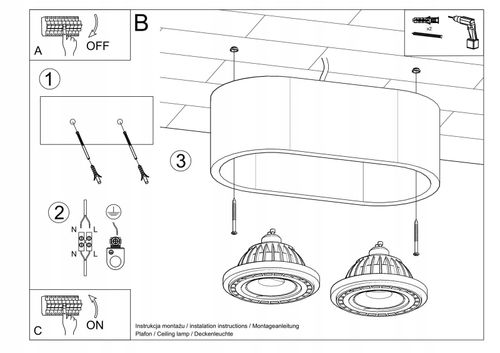 Spot sufitowy BASIC 2 beton Sollux Lighting na Arena.pl