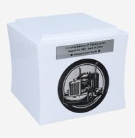 Drewniana Urna dla Kierowcy Biała / Plakietka