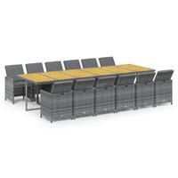 13-cz. zestaw mebli ogrodowych z poduszkami, polirattan, szary