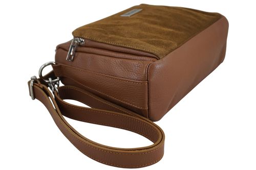 Codzienna torebka ze skóry naturalnej z zamszem - Brązowa jasna na Arena.pl