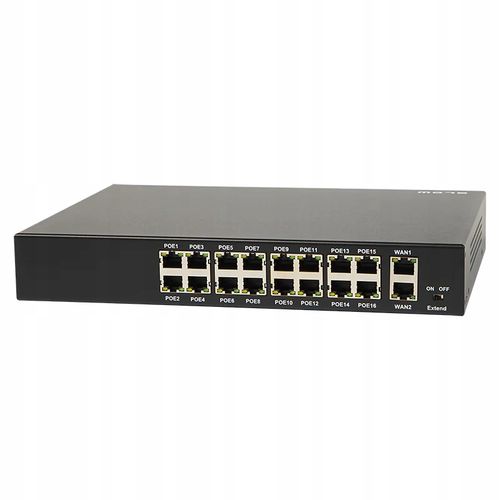 SWITCH POE DO KAMER IP 16xPOE 240Mbps 2xUpLINK 240W Extend mode MDI na Arena.pl